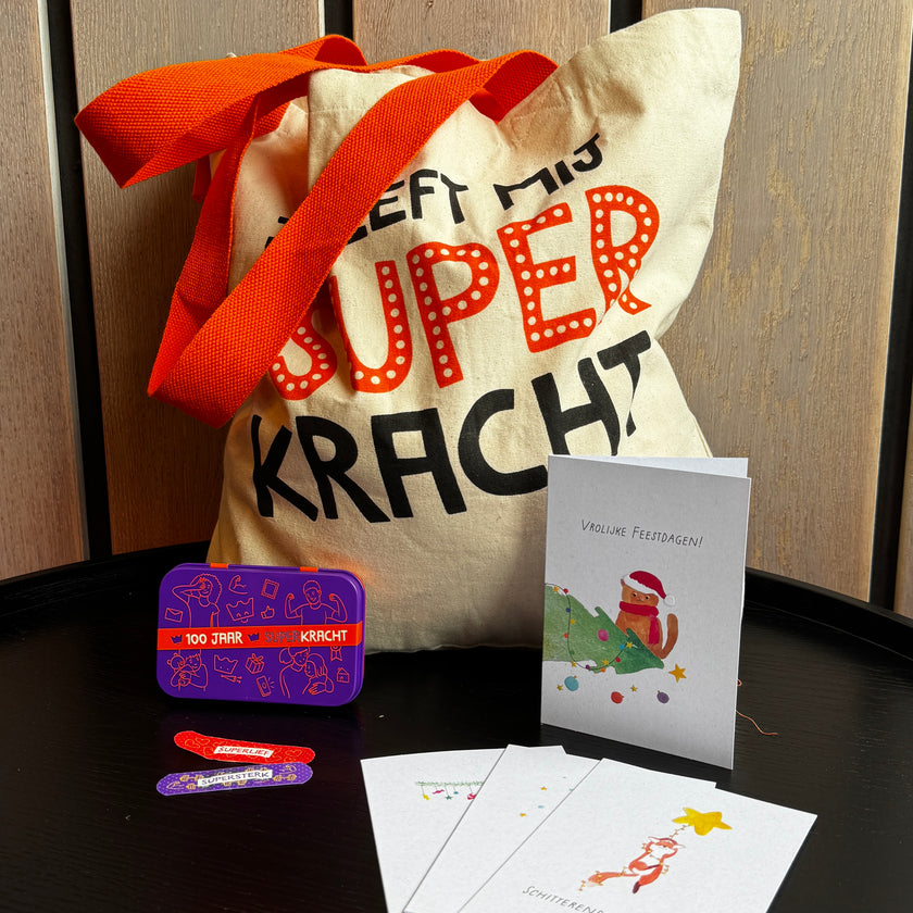 Cadeauset shopper, pleisterblikje en feestdagenkaarten