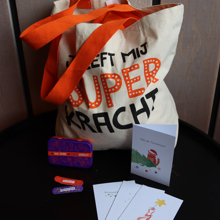Cadeauset shopper, pleisterblikje en feestdagenkaarten